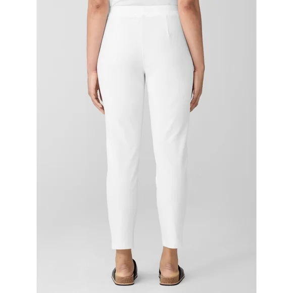 Eileen Fisher $168 Women's White Washable Stretch Crepe Slim PantSlim Fit Large - Picture 2 of 10